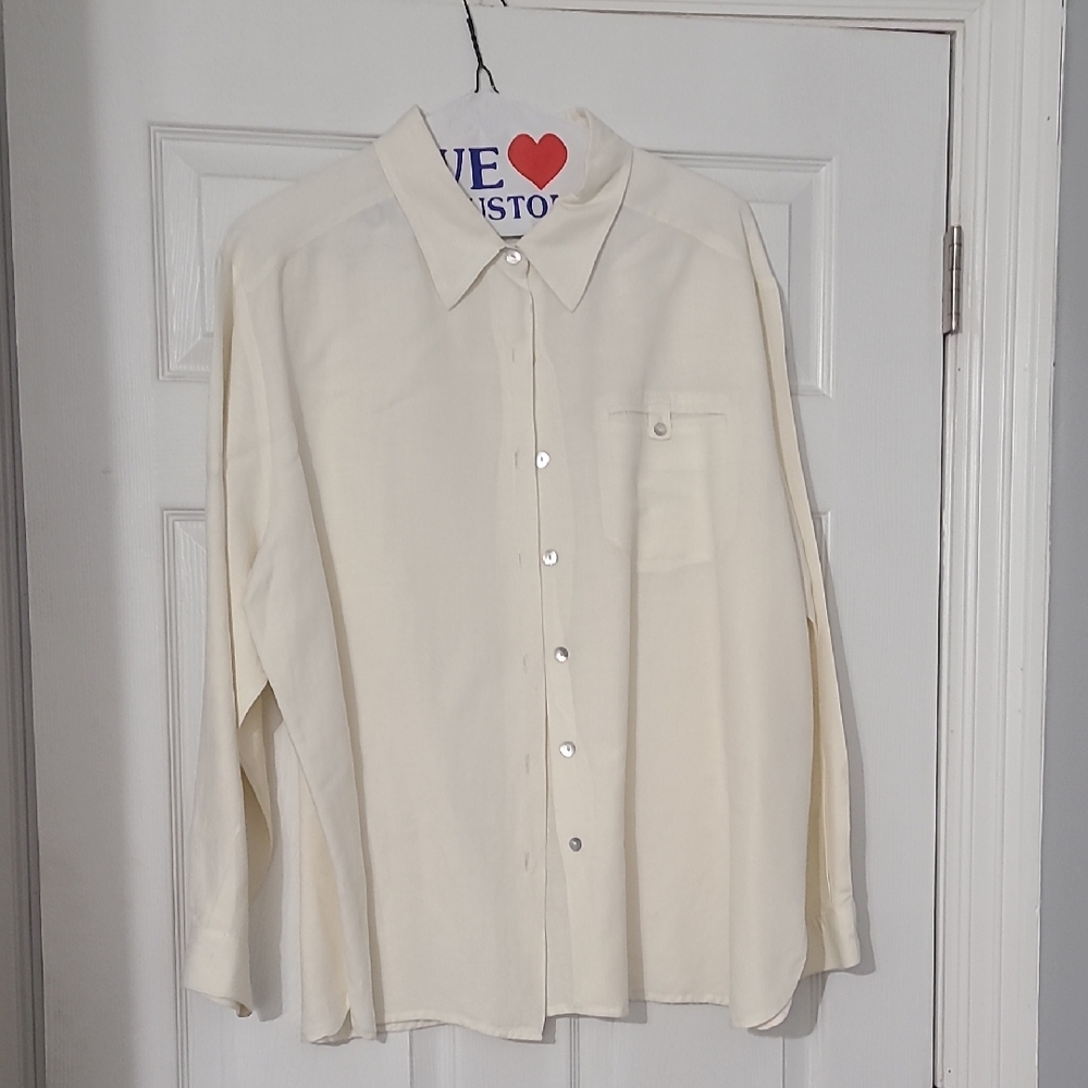 Dialogue Ivory Long-Sleeve Button-Down Shirt